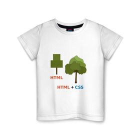 Детская футболка хлопок с принтом Веб-дизайнеры html + css в Курске, 100% хлопок | круглый вырез горловины, полуприлегающий силуэт, длина до линии бедер | css | html | веб дизайн | дерево | дизайн | программирование | программист