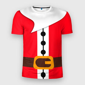Мужская футболка 3D спортивная с принтом Костюм Санты в Курске, 100% полиэстер с улучшенными характеристиками | приталенный силуэт, круглая горловина, широкие плечи, сужается к линии бедра | 