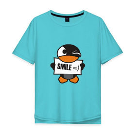 Мужская футболка хлопок Oversize с принтом Улыбка уточки в Курске, 100% хлопок | свободный крой, круглый ворот, “спинка” длиннее передней части | smie | улыбайтесь | улыбка | утка | уточка