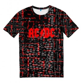 Мужская футболка 3D с принтом AC DC inferno collection в Курске, 100% полиэфир | прямой крой, круглый вырез горловины, длина до линии бедер | 