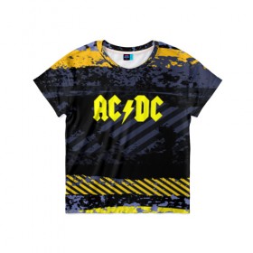 Детская футболка 3D с принтом AC DC STREET COLLECTION в Курске, 100% гипоаллергенный полиэфир | прямой крой, круглый вырез горловины, длина до линии бедер, чуть спущенное плечо, ткань немного тянется | ac dc | logo | music | pop | rock | альтернатива | металл | музыка | музыкальный | поп | рок