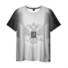 Мужская футболка 3D с принтом RUSSIA - Black Collection в Курске, 100% полиэфир | прямой крой, круглый вырез горловины, длина до линии бедер | russia | герб | двуглавый орел | россия | триколор