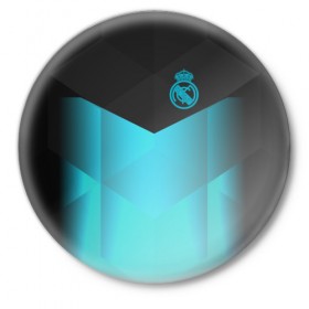 Значок с принтом Real Madrid Geometry Sport в Курске,  металл | круглая форма, металлическая застежка в виде булавки | Тематика изображения на принте: 