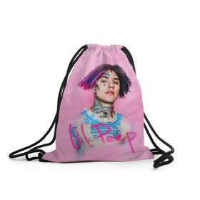 Рюкзак-мешок 3D с принтом Lil Pink в Курске, 100% полиэстер | плотность ткани — 200 г/м2, размер — 35 х 45 см; лямки — толстые шнурки, застежка на шнуровке, без карманов и подкладки | Тематика изображения на принте: lil peep | rap | густав ор | лил пип | рэп