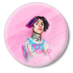 Значок с принтом Lil Pink в Курске,  металл | круглая форма, металлическая застежка в виде булавки | lil peep | rap | густав ор | лил пип | рэп