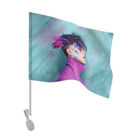 Флаг для автомобиля с принтом Lil Peep в Курске, 100% полиэстер | Размер: 30*21 см | lil peep | rap | густав ор | лил пип | рэп
