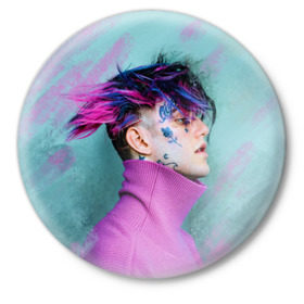 Значок с принтом Lil Peep в Курске,  металл | круглая форма, металлическая застежка в виде булавки | lil peep | rap | густав ор | лил пип | рэп