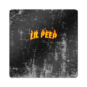 Магнит виниловый Квадрат с принтом Lil Fire Peep в Курске, полимерный материал с магнитным слоем | размер 9*9 см, закругленные углы | Тематика изображения на принте: lil peep | rap | густав ор | лил пип | рэп