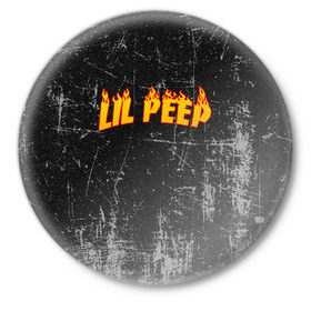 Значок с принтом Lil Fire Peep в Курске,  металл | круглая форма, металлическая застежка в виде булавки | lil peep | rap | густав ор | лил пип | рэп