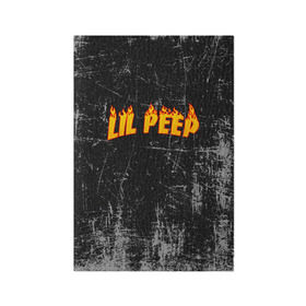 Обложка для паспорта матовая кожа с принтом Lil Fire Peep в Курске, натуральная матовая кожа | размер 19,3 х 13,7 см; прозрачные пластиковые крепления | lil peep | rap | густав ор | лил пип | рэп