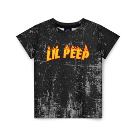 Детская футболка 3D с принтом Lil Fire Peep в Курске, 100% гипоаллергенный полиэфир | прямой крой, круглый вырез горловины, длина до линии бедер, чуть спущенное плечо, ткань немного тянется | lil peep | rap | густав ор | лил пип | рэп
