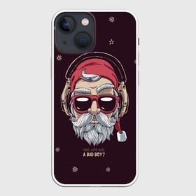 Чехол для iPhone 13 mini с принтом Who was a bad boy в Курске,  |  | Тематика изображения на принте: bad | beard | boy | christmas | hipster | new year | santa | борода | дед мороз | новый год | рождество | санта | хипстер
