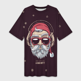 Платье-футболка 3D с принтом Who was a bad boy в Курске,  |  | bad | beard | boy | christmas | hipster | new year | santa | борода | дед мороз | новый год | рождество | санта | хипстер