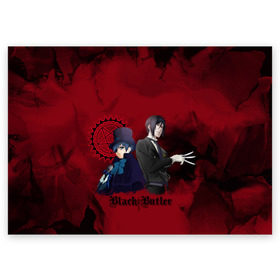 Поздравительная открытка с принтом Темный дворецкий в Курске, 100% бумага | плотность бумаги 280 г/м2, матовая, на обратной стороне линовка и место для марки
 | anime | black butler | manga | аниме | демон | манга | сиэль фантомхайв | яна тобосо