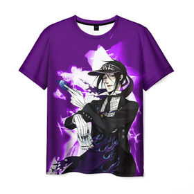 Мужская футболка 3D с принтом Темный дворецкий в Курске, 100% полиэфир | прямой крой, круглый вырез горловины, длина до линии бедер | anime | black butler | manga | аниме | демон | манга | сиэль фантомхайв | яна тобосо