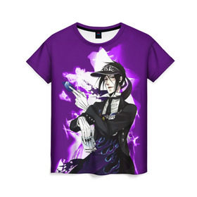 Женская футболка 3D с принтом Темный дворецкий в Курске, 100% полиэфир ( синтетическое хлопкоподобное полотно) | прямой крой, круглый вырез горловины, длина до линии бедер | anime | black butler | manga | аниме | демон | манга | сиэль фантомхайв | яна тобосо