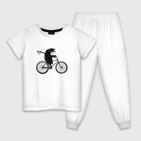 Детская пижама хлопок с принтом Ежик на велосипеде в Курске, 100% хлопок |  брюки и футболка прямого кроя, без карманов, на брюках мягкая резинка на поясе и по низу штанин
 | Тематика изображения на принте: велосипед | ежик