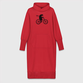 Платье удлиненное хлопок с принтом Ежик на велосипеде в Курске,  |  | Тематика изображения на принте: велосипед | ежик