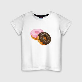 Детская футболка хлопок с принтом Пончики в Курске, 100% хлопок | круглый вырез горловины, полуприлегающий силуэт, длина до линии бедер | Тематика изображения на принте: 