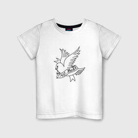 Детская футболка хлопок с принтом LIL PEEP. Cry Baby в Курске, 100% хлопок | круглый вырез горловины, полуприлегающий силуэт, длина до линии бедер | band | bird | cry baby | emo | lil peep | logo | music | musician | rap | swag | whiner | группа | леттеринг | логотип | музыка | музыкант | нытик | птица | рэп | сваг | шрифт | эмо