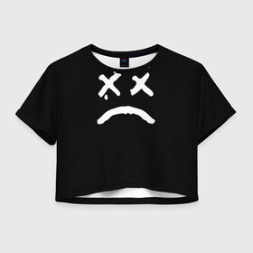 Женская футболка 3D укороченная с принтом LiL PEEP RIP в Курске, 100% полиэстер | круглая горловина, длина футболки до линии талии, рукава с отворотами | band | cry baby | emo | lil peep | music | musician | rap | smile | swag | tear | музыка | музыкант | нытик | рэп | сваг | слеза | смайлик | эмо