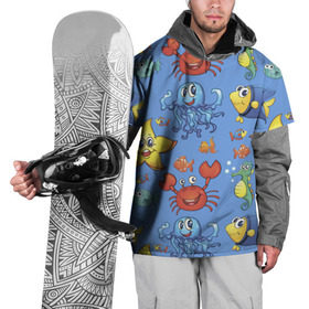 Накидка на куртку 3D с принтом Морское приключения в Курске, 100% полиэстер |  | Тематика изображения на принте: конек | краб | рак | рыба