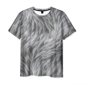 Мужская футболка 3D с принтом Шкура волка в Курске, 100% полиэфир | прямой крой, круглый вырез горловины, длина до линии бедер | волк | дикая | дикий | животное | лес | луна | ночь | собака | тьма