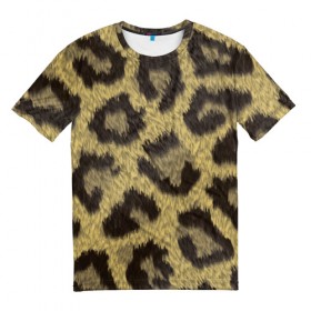 Мужская футболка 3D с принтом Шкура гепарда в Курске, 100% полиэфир | прямой крой, круглый вырез горловины, длина до линии бедер | 