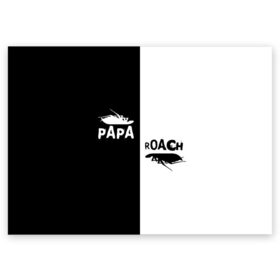 Поздравительная открытка с принтом Papa Roach в Курске, 100% бумага | плотность бумаги 280 г/м2, матовая, на обратной стороне линовка и место для марки
 | Тематика изображения на принте: papa roach | roach | папа роач | папароач | папароч | роач | роч