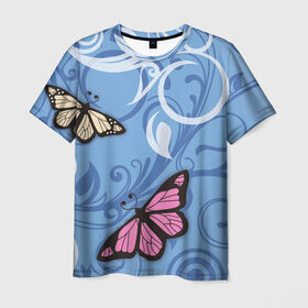Мужская футболка 3D с принтом Чудо природы в Курске, 100% полиэфир | прямой крой, круглый вырез горловины, длина до линии бедер | Тематика изображения на принте: бабочки | волшебство | крылья | насекомое | полет | природа | сказка | цветное | яркое