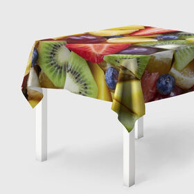 Скатерть 3D с принтом Фруктовое ассорти в Курске, 100% полиэстер (ткань не мнется и не растягивается) | Размер: 150*150 см | витамины | еда | клубника | лимон | малина | овощи | фрукты | цвета | яблоко | яркие
