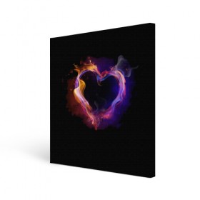 Холст квадратный с принтом Огненное сердце в Курске, 100% ПВХ |  | любовь | огонь | сердце