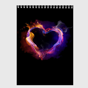 Скетчбук с принтом Огненное сердце в Курске, 100% бумага
 | 48 листов, плотность листов — 100 г/м2, плотность картонной обложки — 250 г/м2. Листы скреплены сверху удобной пружинной спиралью | Тематика изображения на принте: любовь | огонь | сердце