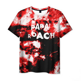 Мужская футболка 3D с принтом PAPA ROACH BLOOD ROCK STYLE в Курске, 100% полиэфир | прямой крой, круглый вырез горловины, длина до линии бедер | papa roach | roach | папа роач | папароач | папароч | роач | роч
