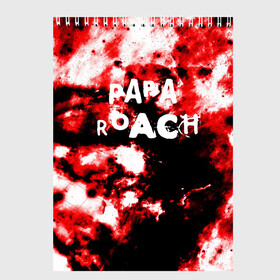 Скетчбук с принтом PAPA ROACH BLOOD ROCK STYLE в Курске, 100% бумага
 | 48 листов, плотность листов — 100 г/м2, плотность картонной обложки — 250 г/м2. Листы скреплены сверху удобной пружинной спиралью | Тематика изображения на принте: papa roach | roach | папа роач | папароач | папароч | роач | роч