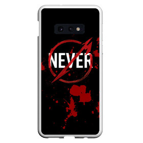 Чехол для Samsung S10E с принтом Never Metallica в Курске, Силикон | Область печати: задняя сторона чехла, без боковых панелей | metallica | группа | джеймс хэтфилд | кирк хэмметт | ларс ульрих | метал | металика | металлика | миталика | музыка | роберт трухильо | рок | трэш | трэшметал | хард | хардрок | хеви | хевиметал