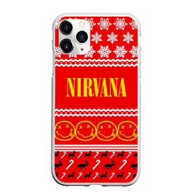 Чехол для iPhone 11 Pro Max матовый с принтом Праздничный Nirvana в Курске, Силикон |  | cobain | kurt | nirvana | альтернативный | гранж | группа | дональд | знак | кобейн | красный | курт | музыка | музыкант | надпись | нервана | нирвана | новогодний | новоселич | новый год | певец | праздник