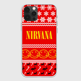 Чехол для iPhone 12 Pro Max с принтом Праздничный Nirvana в Курске, Силикон |  | cobain | kurt | nirvana | альтернативный | гранж | группа | дональд | знак | кобейн | красный | курт | музыка | музыкант | надпись | нервана | нирвана | новогодний | новоселич | новый год | певец | праздник