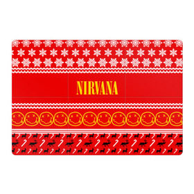 Магнитный плакат 3Х2 с принтом Праздничный Nirvana в Курске, Полимерный материал с магнитным слоем | 6 деталей размером 9*9 см | Тематика изображения на принте: cobain | kurt | nirvana | альтернативный | гранж | группа | дональд | знак | кобейн | красный | курт | музыка | музыкант | надпись | нервана | нирвана | новогодний | новоселич | новый год | певец | праздник