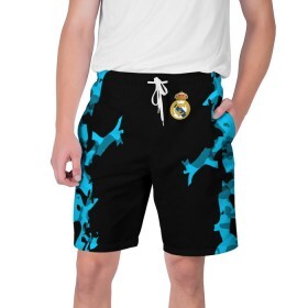 Мужские шорты 3D с принтом Real Madrid 2018 Original в Курске,  полиэстер 100% | прямой крой, два кармана без застежек по бокам. Мягкая трикотажная резинка на поясе, внутри которой широкие завязки. Длина чуть выше колен | emirates | fc | real madrid | абстракция | реал мадрид | футбольный клуб | эмблема