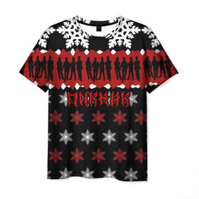 Мужская футболка 3D с принтом Праздничный Пикник в Курске, 100% полиэфир | прямой крой, круглый вырез горловины, длина до линии бедер | Тематика изображения на принте: кирнос | корчемный | новогодний | пикник | рождество | рок группа | свитер | шклярский