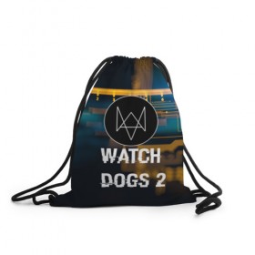 Рюкзак-мешок 3D с принтом Watch Dogs 2 в Курске, 100% полиэстер | плотность ткани — 200 г/м2, размер — 35 х 45 см; лямки — толстые шнурки, застежка на шнуровке, без карманов и подкладки | 