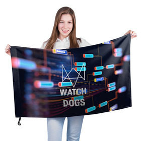 Флаг 3D с принтом Watch Dogs в Курске, 100% полиэстер | плотность ткани — 95 г/м2, размер — 67 х 109 см. Принт наносится с одной стороны | game | wath dogs 2 | город | девушка | дрон | игры | компьютеры | пистолет | телефон | технологии | хакер