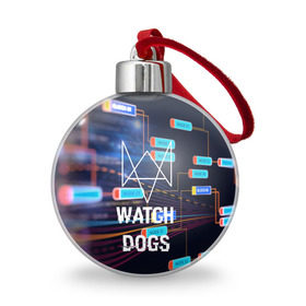 Ёлочный шар с принтом Watch Dogs в Курске, Пластик | Диаметр: 77 мм | game | wath dogs 2 | город | девушка | дрон | игры | компьютеры | пистолет | телефон | технологии | хакер
