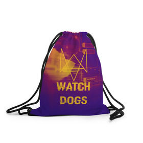 Рюкзак-мешок 3D с принтом WATCH DOGS NEON WORLD в Курске, 100% полиэстер | плотность ткани — 200 г/м2, размер — 35 х 45 см; лямки — толстые шнурки, застежка на шнуровке, без карманов и подкладки | wath dogs 2 | хакер