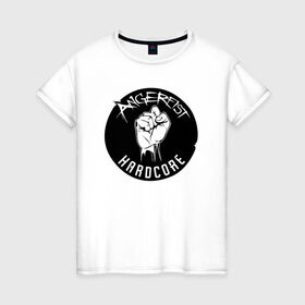 Женская футболка хлопок с принтом Angerfist Hardcore в Курске, 100% хлопок | прямой крой, круглый вырез горловины, длина до линии бедер, слегка спущенное плечо | angerfist | hardcore