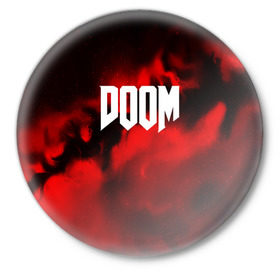 Значок с принтом DOOM RED PLANET в Курске,  металл | круглая форма, металлическая застежка в виде булавки | art | doom | game | возвращение | дум | игра | легенда | шутер
