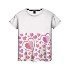 Женская футболка 3D с принтом Нежность и страсть в Курске, 100% полиэфир ( синтетическое хлопкоподобное полотно) | прямой крой, круглый вырез горловины, длина до линии бедер | 14 | love | валентин | губы | день | любовь | подарок | поцелуй | сердце | страсть | февраль