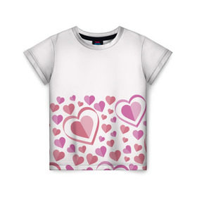 Детская футболка 3D с принтом Нежность и страсть в Курске, 100% гипоаллергенный полиэфир | прямой крой, круглый вырез горловины, длина до линии бедер, чуть спущенное плечо, ткань немного тянется | 14 | love | валентин | губы | день | любовь | подарок | поцелуй | сердце | страсть | февраль