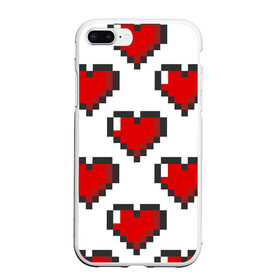 Чехол для iPhone 7Plus/8 Plus матовый с принтом Пиксельные сердечки в Курске, Силикон | Область печати: задняя сторона чехла, без боковых панелей | 14 | love | валентин | губы | день | любовь | подарок | поцелуй | сердце | страсть | февраль
